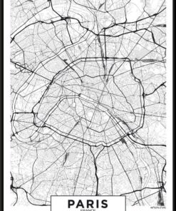 Plakát s mapou města Paříže