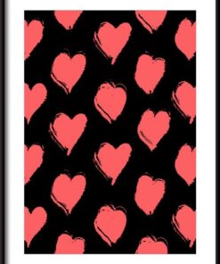 Růžové srdce na černém plakátu