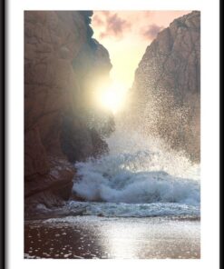 Plakát oceánské skály a vlny