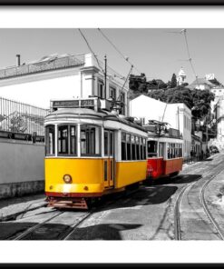 Tramvaj na ulicích Lisabonu plakát