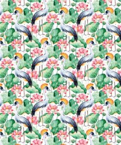 Fototapeta Jeřáby a lotosy