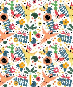 Fototapeta Papoušci a motýli