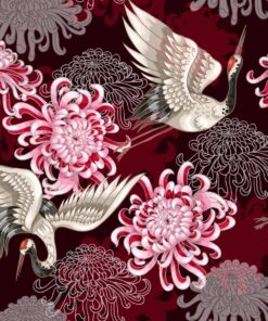 Fototapeta Jeřáby a květiny