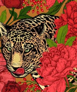 Fototapeta Jaguar a květiny