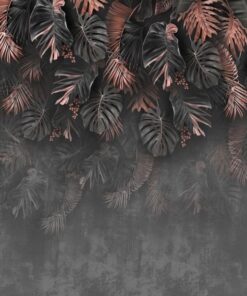 Samolepka na stěnu Listy na šedém pozadí