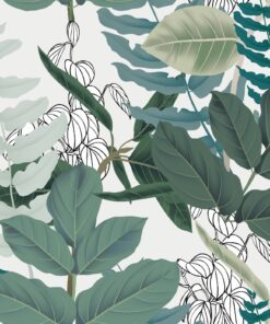 Nálepka na zeď zelené listy 9