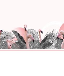 Fototapeta Palmové listy a plameňáci