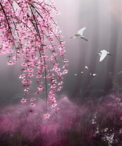 Samolepka na zeď Pink Leaves