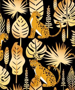 Fototapeta zlaté listy a leopard