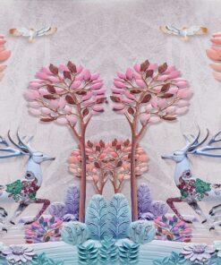 Fototapeta Vysoké stromy a dva jeleni