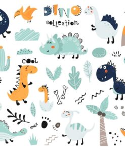 Fototapeta Roztomilí dinosauři a rostliny