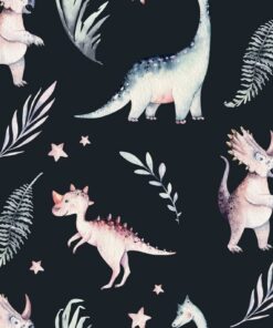 Fototapeta Roztomilí dinosauři na černém pozadí