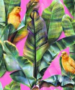 Samolepka na stěnu Listy na růžovém pozadí