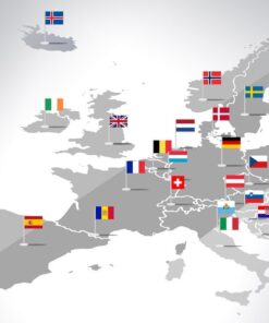 Fototapeta Evropa s vlajkami států