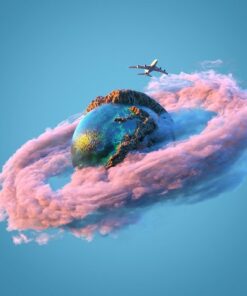 Fototapeta Země a růžové mraky