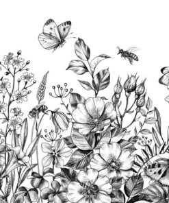 Fototapeta Divoké květiny a motýli