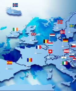 Fototapeta Evropa s vlajkami států 2