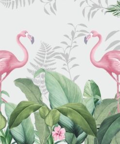 Fototapeta Dva plameňáci mezi listy