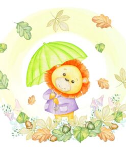 Fototapeta Malý lev se zeleným deštníkem