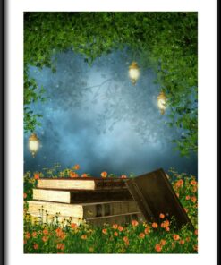 Knihy v trávě plakát