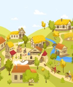 Fototapeta Malebná vesnička se zámkem