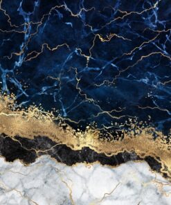 Fototapeta Navy Blue Marble and Gold