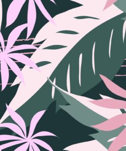 Samolepka na stěnu Tropical Pink Leaves