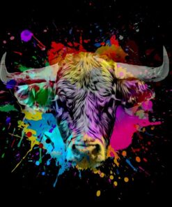 Fototapeta Býk v barevných skvrnách