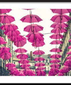 Plakát s růžovými deštníky