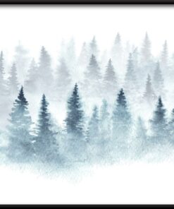 Sněhem pokrytý lesní plakát