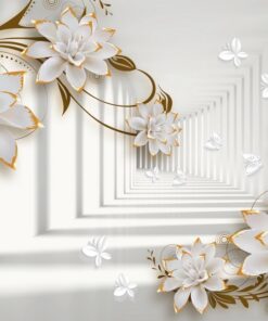 Samolepka na zeď bílé květy 4