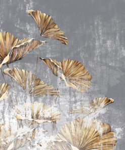 Nálepka Zlaté Listy Na Opotřebované Pozadí