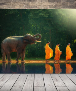 Obrázek mnichů a slona