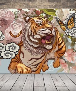 Obraz tygra v květinách