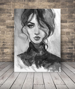 Obraz portrét ženy v šedé barvě