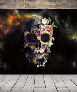 Obraz lebky v růžích