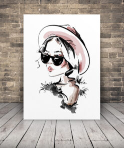 Obraz ženy v růžovém klobouku