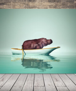 Obrázek hrocha ve člunu