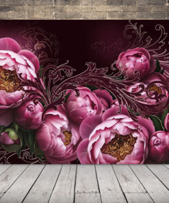 Obrázek pivoňky na zdi 2