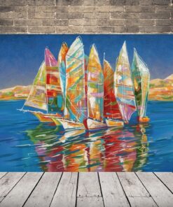 Obraz barevných plachetnic