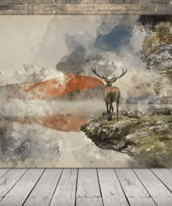 Obraz jelena a jezera