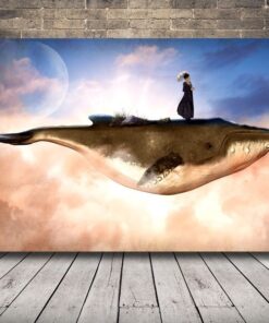 Obraz ženy jedoucí na velrybě