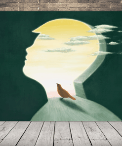 Obraz chlapce a ptáka