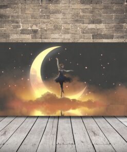 Obraz baletky na pozadí měsíce