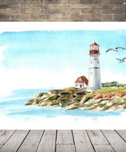 Obraz majáku a racků