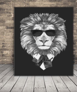 Obraz lva s brýlemi