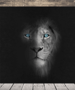 Obrázek lva s modrýma očima