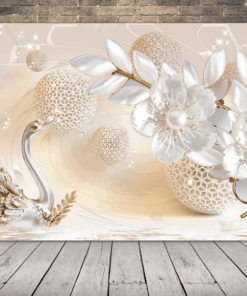 Obrázek květin a labutí