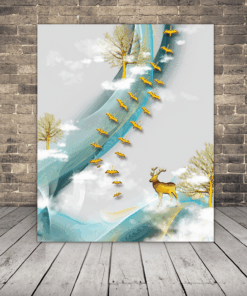 Obrázek jelena na kopci