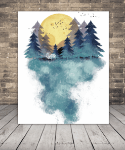 Obrázek stromu a měsíce v noci